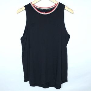 Zelos Black High Low Tank Top Neon Rainbow Collar Size Large